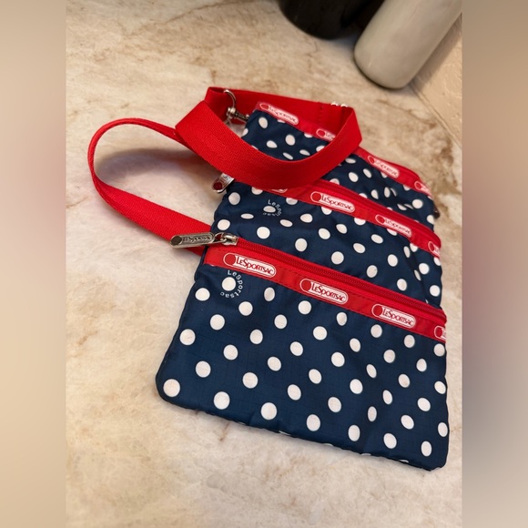 LeSportsac Navy and Red Polka Dot Bag - Picture 2 of 10